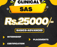 Clinical SAS for Rs.25000/- only , with free internship , certificate & placements
