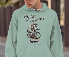 My Bike Is My Second Home Sponge Fleece Hoodie