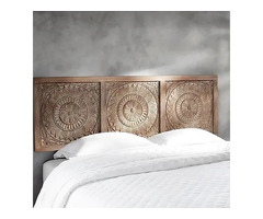 Raniya Handcarved Sunburst Mandala Headboard – Brown