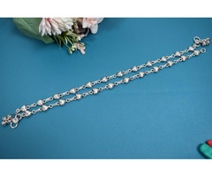 Trendy Heart Sequence Silver Anklets – 925 Sterling Silver for Elegant Charm