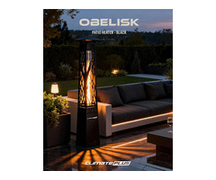 Black Patio Heater Obelisk Style with Free Cover