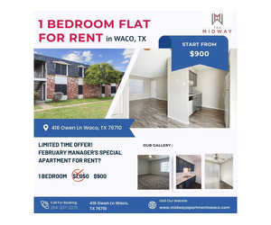 1 BHK Flat for Rent in Waco, TX – Affordable & Cozy Living