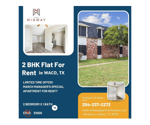 Prime Location 2 BHK Apartments in Waco, TX
