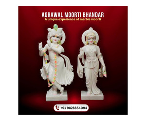 Premium Radha Krishna Marble Statue by Agrawal Moorti Bhandar
