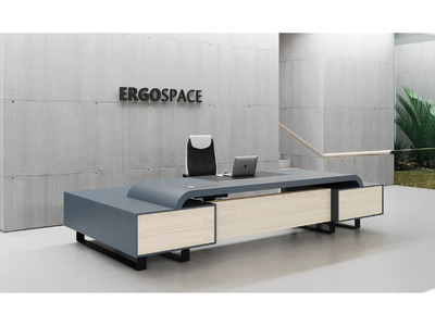 Color L Shape CEO Executive Desk With Double Side Cabinet